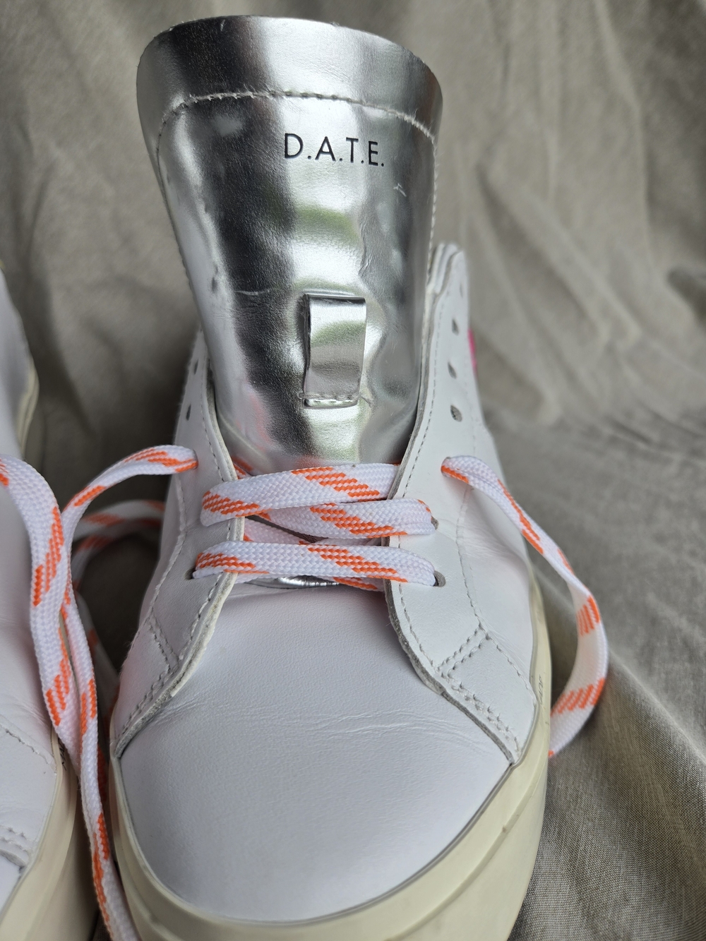 D.A.T.E. Hill Low Premium Italian Leather Sneakers White Pink Palm Tree US 7 - Picture 6 of 14